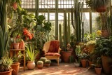 Tropical Plant Decorations in Mediterranean Design: Cacti Oasis by Terracotta Textiles