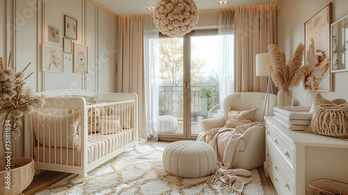 Indulge in the tranquility of infancy with a serene nursery retreat, enveloped photo