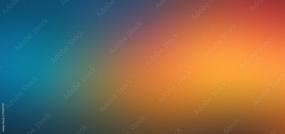 Grainy color gradient background in blue, red and orange	