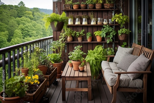Reclaimed Masterpieces: Urban Balcony with Old Wrought Iron Plant Holders