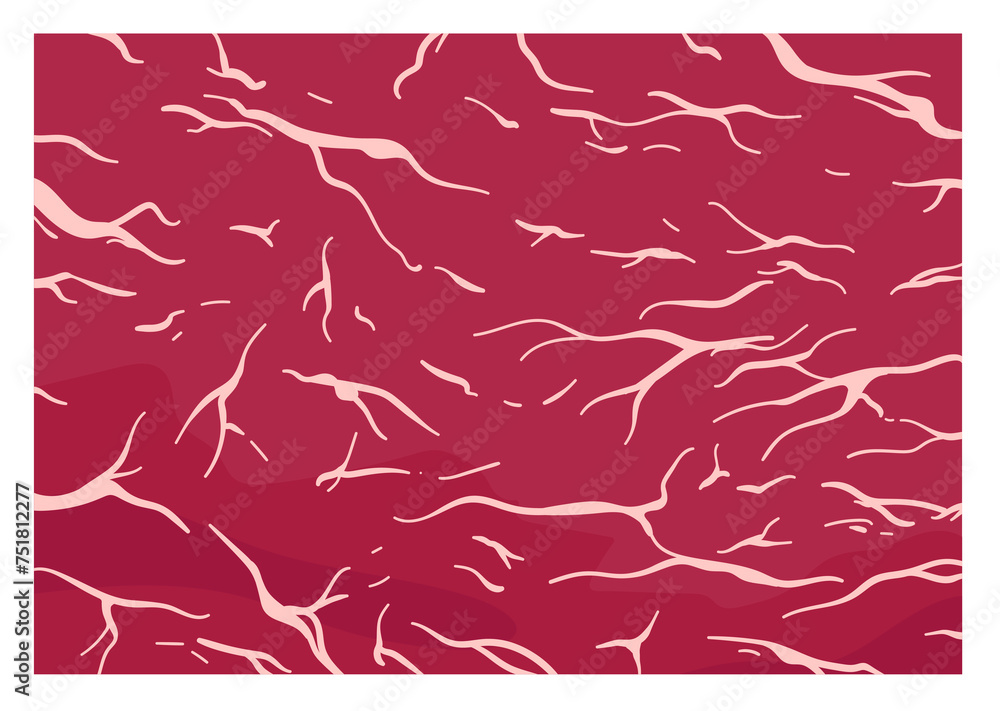 Red fresh marbled wagyu slice for cooking and aged steak pattern, macro