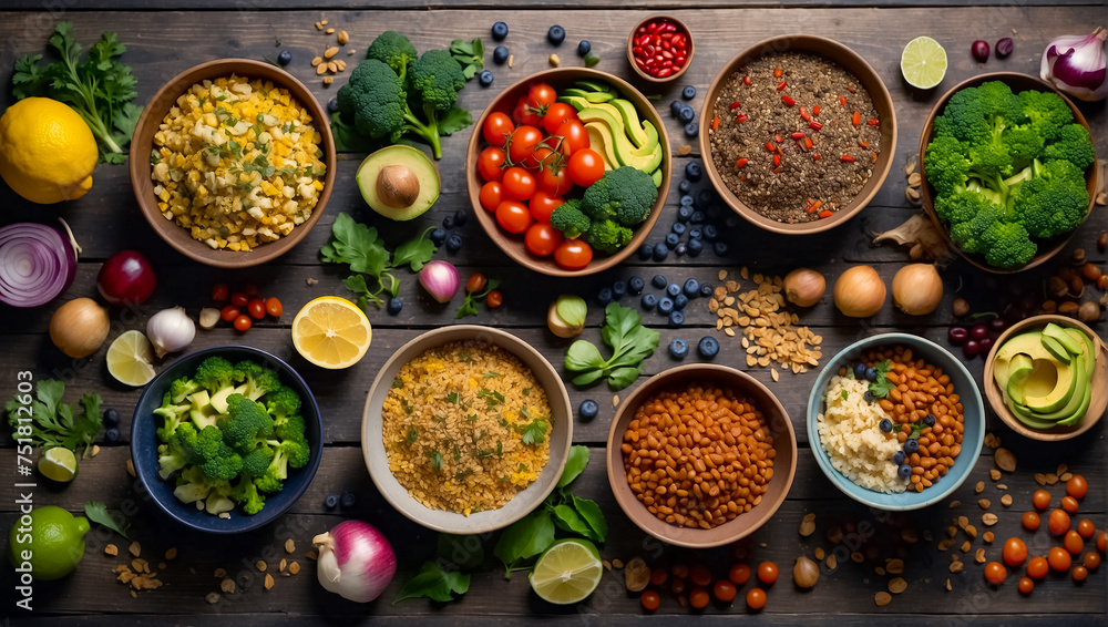Various fresh vegetables and cereals on the table Various fresh vegetables and cereals on the table