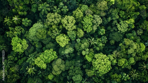 Aerial view of a lush forest, natural and dense © furyon