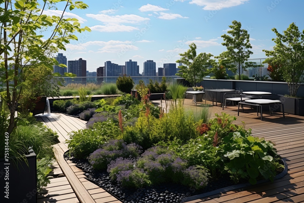 Tranquil Urban Rooftop Garden Designs with Water Features and Ambiance