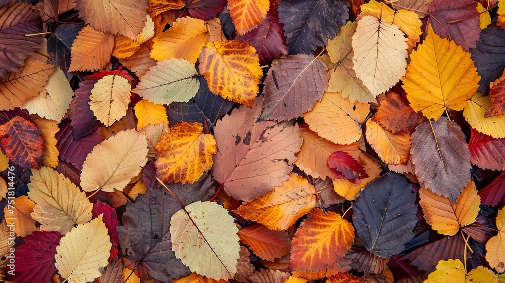 Crisp autumn leaves texture with a variety of colors Crisp autumn leaves texture with a variety of colors