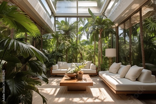 Tropical Oasis: Villa Tranquility with Tall Palms and Airy Spaces