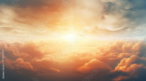 Beautiful, airy clouds. The sun's rays break through the clouds. Beauty is in nature.