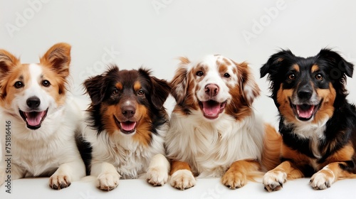 a group of four dogs sitting next to each other © progressman