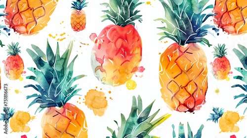a watercolor painting of pineapples on a white background