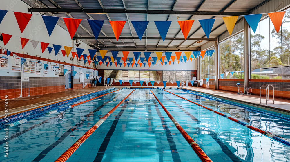© JVLMediaUHD - Swimming pools with clean water and separated paths, where swimmers compete in speed and endu