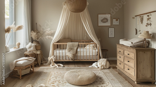 Tranquil haven for baby, soft-toned decor inspires peaceful rest photo