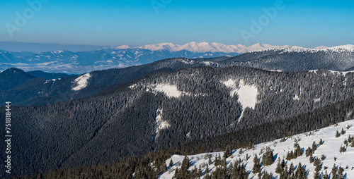 Western Tatras mountains from Zamostska hola hill in winter Low Tatras mountains in Slovakia photo