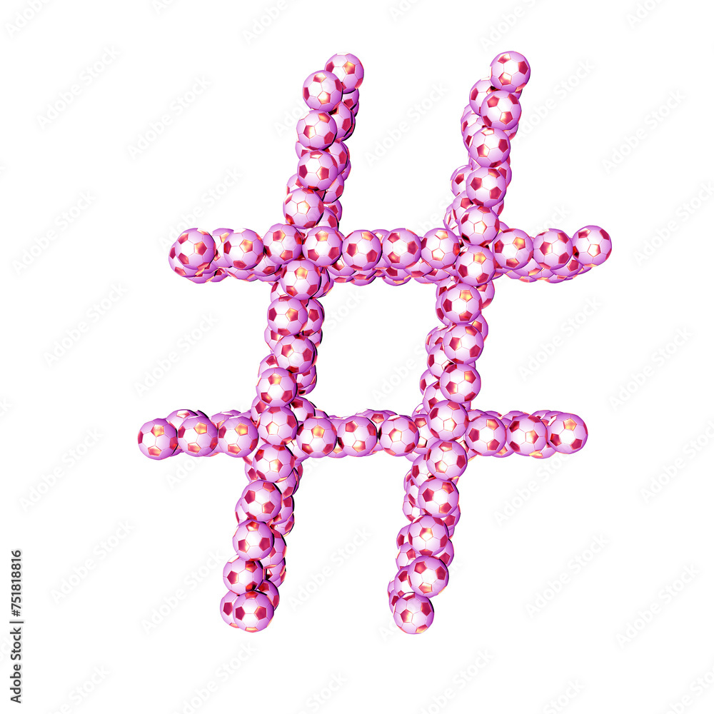 Symbols made from pink soccer balls Symbols made from pink soccer balls