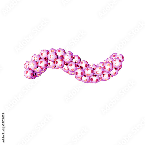 Symbols made from pink soccer balls