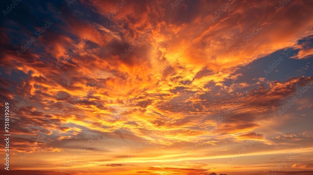 Fiery sunset sky background - obrazy, fototapety, plakaty 
