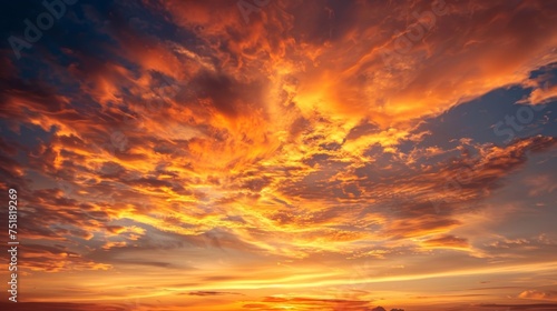 Fiery sunset sky background photo