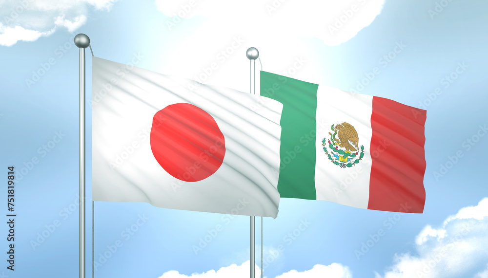 Japan and Mexico Flag Together A Concept of Realations