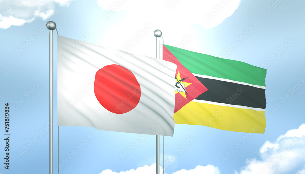 Japan and Mozambique Flag Together A Concept of Realations Japan and Mozambique Flag Together A Concept of Realations