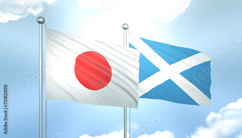 Japan and Scotland Flag Together A Concept of Realations