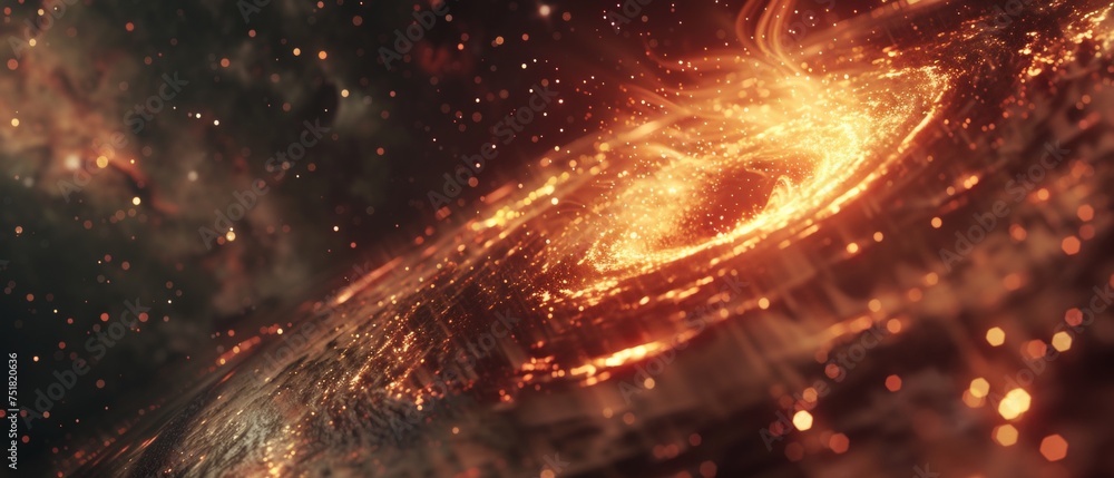 Black hole absorbing fiery nebula in space - obrazy, fototapety, plakaty 