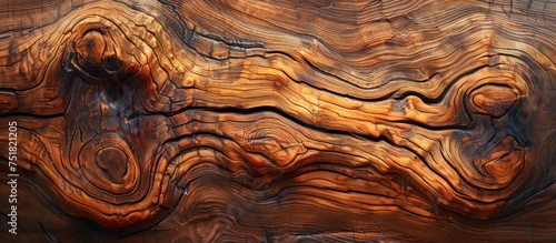 A detailed close-up view of a wooden surface showcasing its texture, grains, and natural patterns.