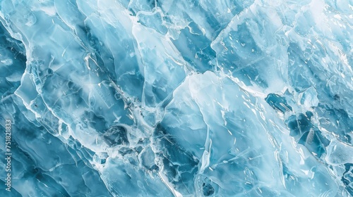Icy blue glacier surface with crevasses background