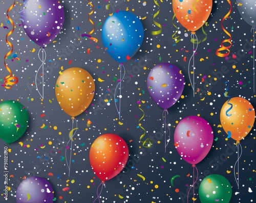 paper note card with various colored balloons and confetti Generative AI