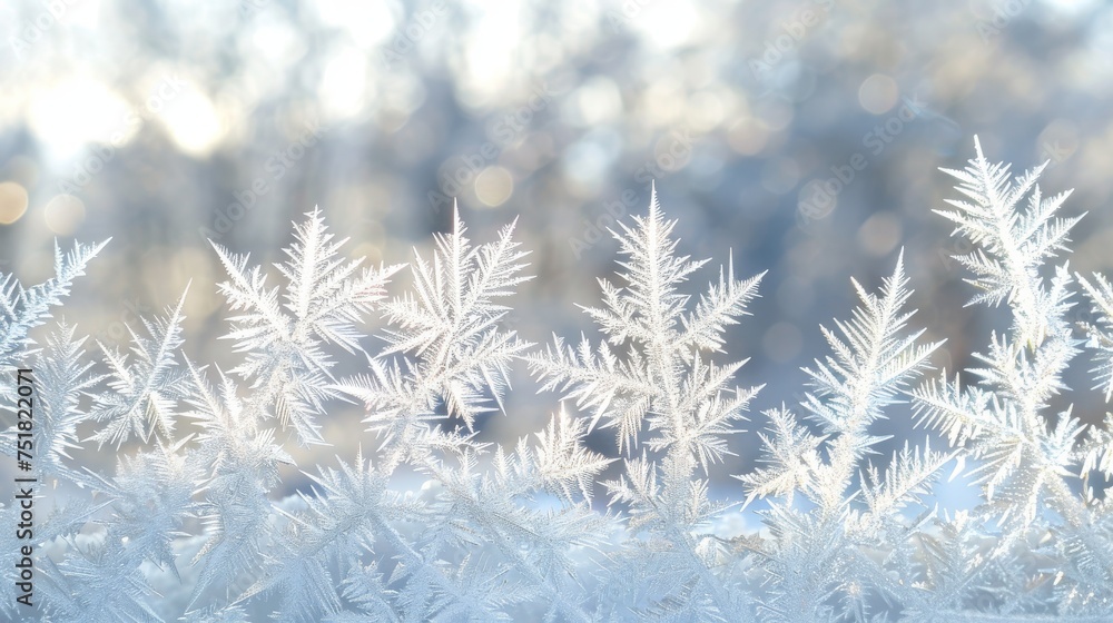 Icy frost pattern window background - obrazy, fototapety, plakaty 