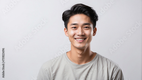 Smile Asian young man isolated on white background