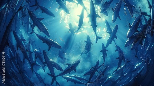 swim school of tuna © vectorwin