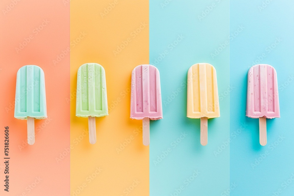 Colorful Array of Popsicles on a Multicolored Background