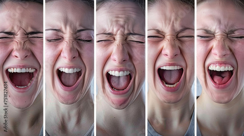 A collection of close-up shots capturing different angles and expressions of a womans mouth, showcasing various emotions and features