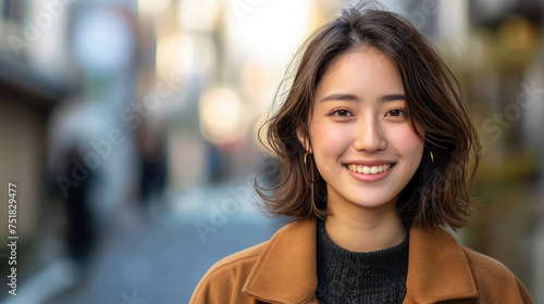 Korean young beautiful smiling woman on a blurred background of a city street, portrait, person, business lady, Asian girl, Japanese, eyes, black hair, beauty, walk, outside, people, Chinese Free Download Korean young beautiful smiling woman on a blurred background of a city street, portrait, person, business lady, Asian girl, Japanese, eyes, black hair, beauty, walk, outside, people, Chinese - GFXLoad