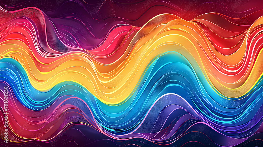 Obraz premium Rainbow wavy line design, abstract background.
