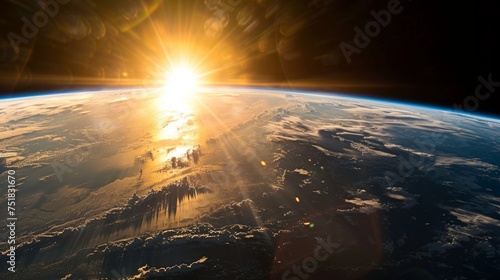 Majestic sunrise over Earth seen from the vastness of space