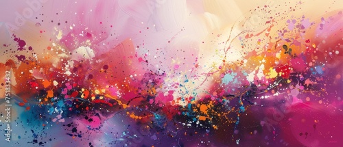 Fototapeta Naklejka Na Ścianę i Meble -  Dynamic abstract paint splatter artwork with vibrant colors