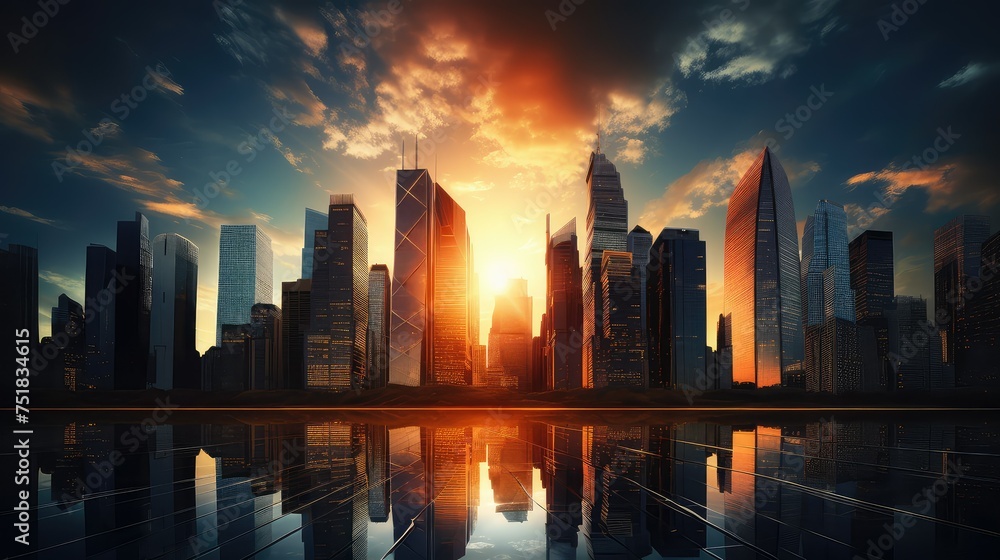 Fototapeta premium highrise cityscape skyscraper building