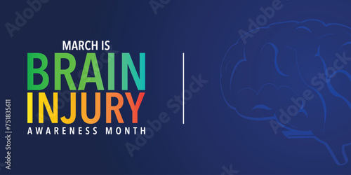 Brain injury awareness month concept with low poly brain. Wireframe low poly style. Abstract modern vector illustration on dark blue background.