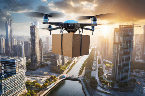consegna pacco con drone  photo