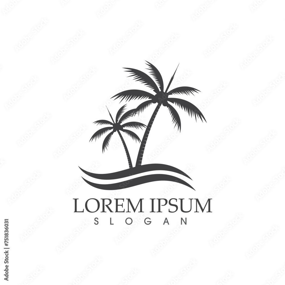 Palm tree summer coconut tree logo vector  image