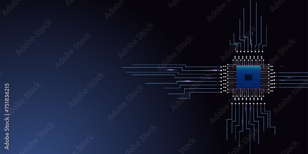 Obraz premium Futuristic Digital Processor Core - A Dynamic Illustration of Advanced Technology and Innovation, Perfect for Representing the Power of Modern Computing