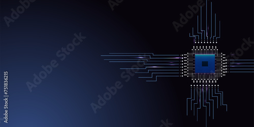 Futuristic Digital Processor Core - A Dynamic Illustration of Advanced Technology and Innovation, Perfect for Representing the Power of Modern Computing