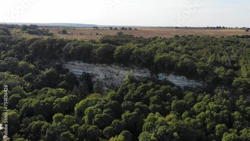 Panoramic aerial view of the Aladzha Monastery is the most famous medieval rock monastery of the Bulgarian Black Sea, located near the sea resort of Golden Sands and Varna. Summer holiday in Europe photo