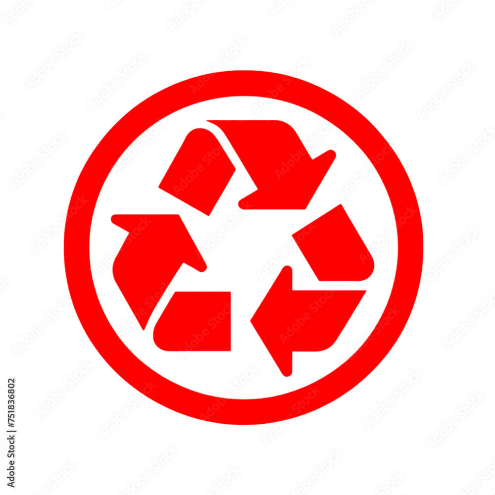 símbolo de reciclaje rojo sobre fondo blanco símbolo de reciclaje rojo sobre fondo blanco