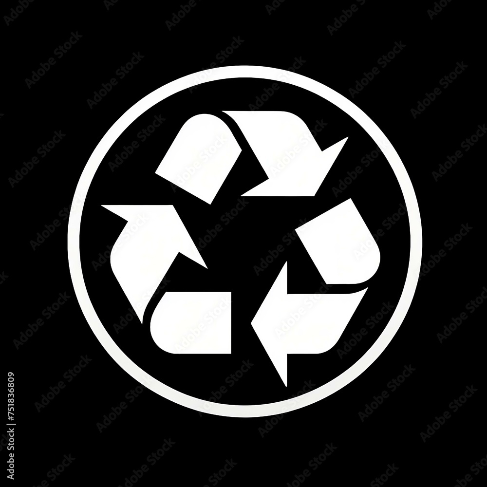 símbolo blanco del reciclaje sobre fondo negro símbolo blanco del reciclaje sobre fondo negro