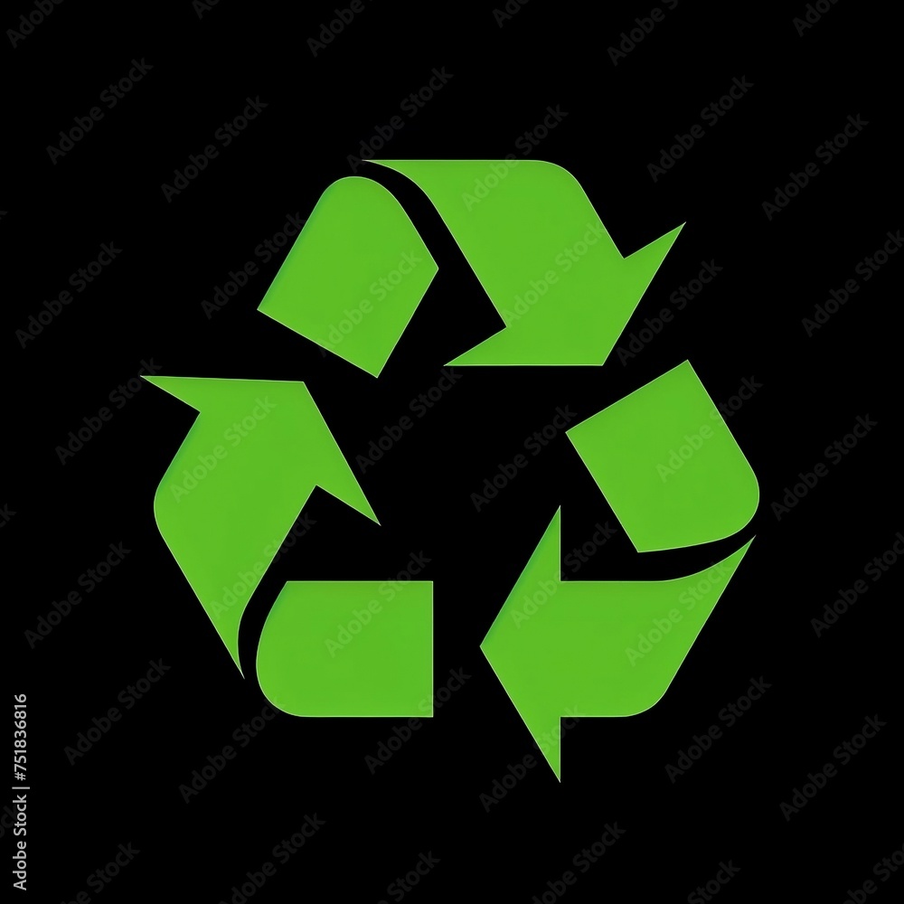 Obraz premium símbolo de reciclaje verde sobre fondo negro