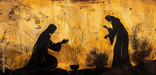 Silhouette of Elisha multiplying the widow's oil photo