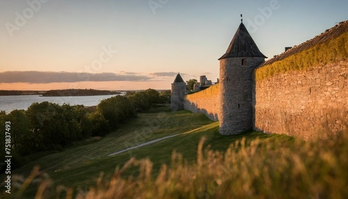sweden gotland island visby 12th century city wall most complete medieval city wall in europe sunset photo