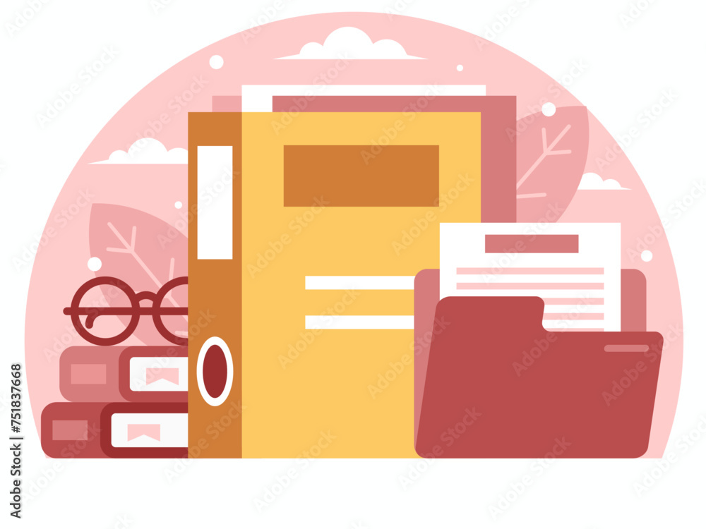 Folders with documents. Concept of working with documentation. Vector graphics Folders with documents. Concept of working with documentation. Vector graphics