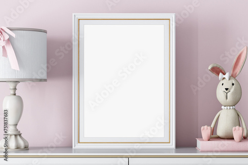 Boho baby room mockup frame, 3D render	

